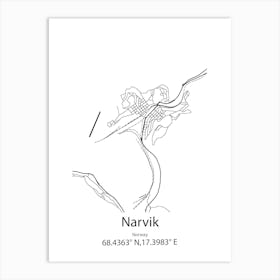 Narvik,Norway Minimalist Map Art Print