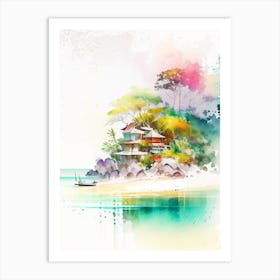 Koh Samet Thailand Watercolour Pastel Tropical Destination Art Print