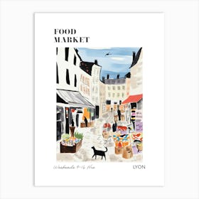 The Food Market In Lyon 1 Illustration Poster Art Print