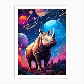 Rhino In Space 1 Art Print