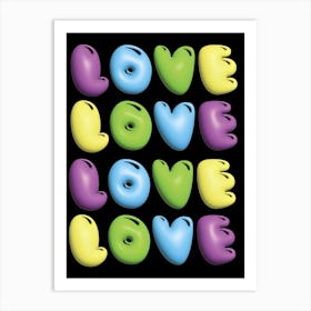 Love Typography Text Balloons Art Print