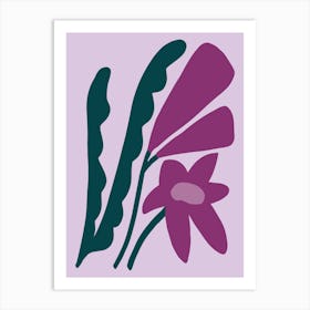 Floral Art Botanical Print Naïve Purple Art Print