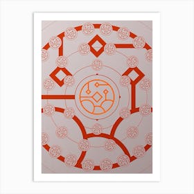 Geometric Abstract Glyph Circle Array in Tomato Red n.0262 Art Print