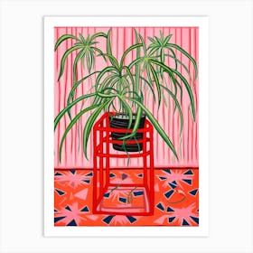 Pink And Red Plant Illustration Spider Plant 4 Art Print