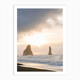 Black Sand Beach At Sunrise Art Print