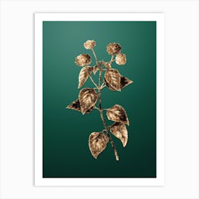 Gold Botanical Tickberry on Dark Spring Green Art Print
