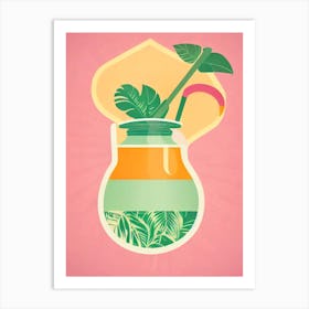 Capirinha Retro Pink Cocktail Poster Art Print