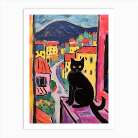 Painting Of A Cat In Perugia Italy 2 Art Print