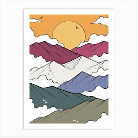 Sunrise Over Mountains Art Print