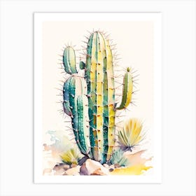 Saguaro Cactus Storybook Watercolours 3 Art Print