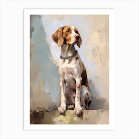 Pointer Dog, Painting In Light Teal And Brown 0 Art Print