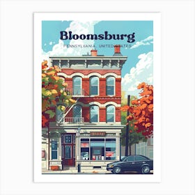 Bloomsburg Pennsylvania Fall Digital Travel Illustration Art Print