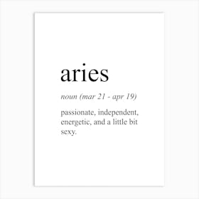 Aries Star Sign Definition Meaning Art Print