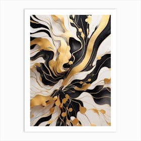 Gold And Black Abstract Painting 2 Art Print