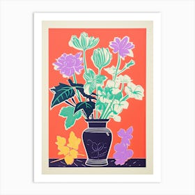 Colourful Flower Still Life Risograph Style 34 Art Print