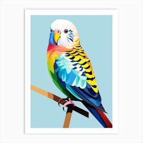 Colourful Geometric Bird Budgerigar 4 Art Print