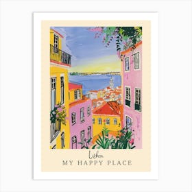 My Happy Place Lisbon 3 Travel Poster Art Print