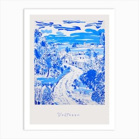 Volterra Italy Blue Drawing Poster Art Print