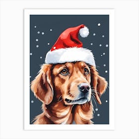Cute Dog Wearing A Santa Hat Painting (2) Art Print