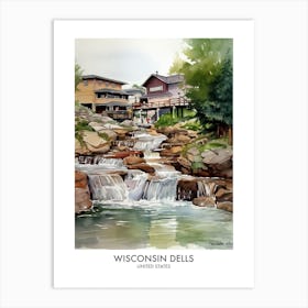 Wisconsin Dells 4 Watercolour Travel Poster Art Print