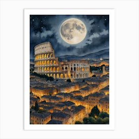 Rome's Timeless Beauty, Under the Stars Art Print