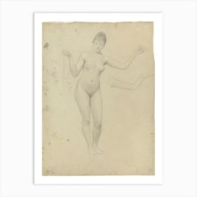 Standing Female Nude And Arm Study, Gustav Klimt Art Print