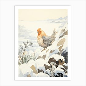 Winter Bird Painting Chicken 2 Art Print