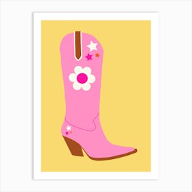 Cowboy Boot | 05 - Pink And Yellow Art Print