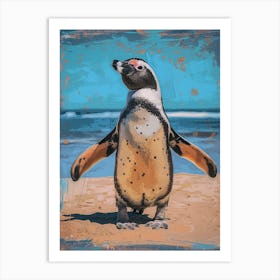 Galapagos Penguin Cooper Bay Colour Block Painting 4 Art Print