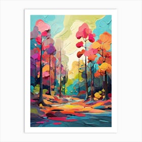 Default Abstract Painting Of A Cartoon Forest With Trees In Br 1 (1) Art Print