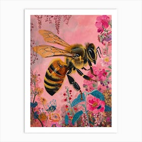 Floral Animal Painting Honey Bee 3 Art Print