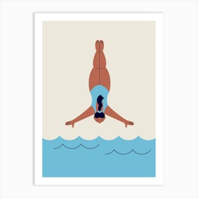 Woman Diving Into The Ocean Art Print