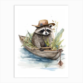 A Panama Canal Raccoon Watercolour Illustration Story 2 Art Print