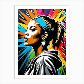 Graffiti Mural Of Beautiful Hip Hop Girl 2 Art Print