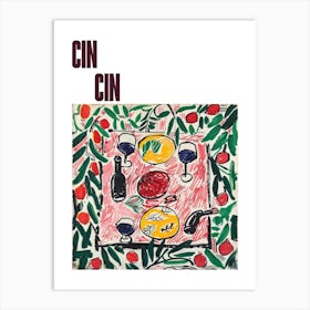 Cin Cin Poster Wine Lunch Matisse Style 6 Art Print