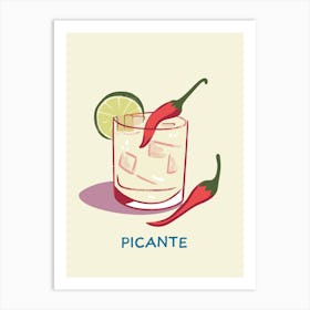 Picante Cocktail Wall Art Drinks Print Pink And Green Colourful Fun Bar Art Print