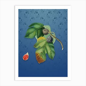 Vintage Fig Botanical on Bahama Blue Pattern n.1239 Art Print