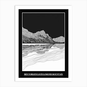 Ben Vorlich Loch Lomond Mountain Line Drawing 2 Poster Art Print