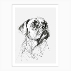 Boxer Dog Charcoal Line 2 Art Print