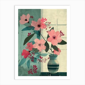 Pink Flowers In A Vase 12 Art Print