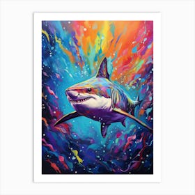  A Blacktip Shark Vibrant Paint Splash 4 Art Print