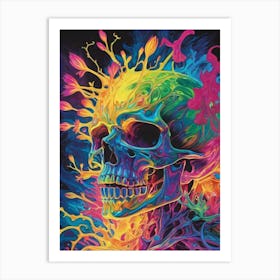 Neon Iridescent Skull Painting (8) Art Print