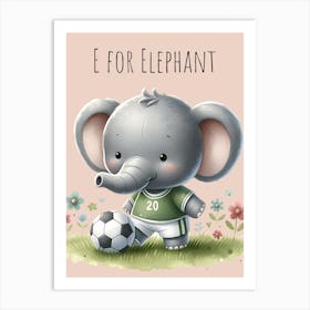 E For Elephant Nursery Art Print