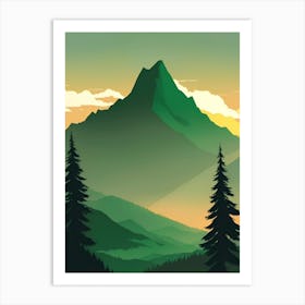 Misty Mountains Vertical Composition In Green Tone 33 Art Print