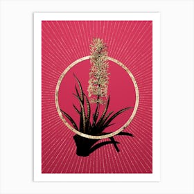 Gold Snake Plant Glitter Ring Botanical Art on Viva Magenta n.0127 Art Print
