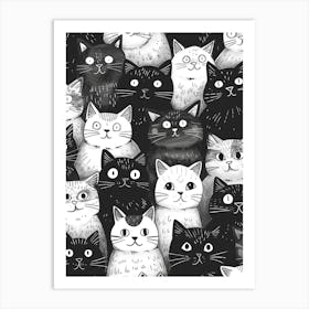 Perfectly Repeatable Artwork With Cute Cat Faces 57 Art Print