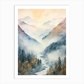 Autumn Forest Landscape The Mount Aspiring National Forest New Zealand Art Print