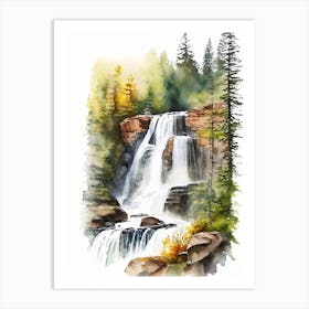 Amnicon Falls State Park Waterfall, United States Water Colour  (1) Art Print