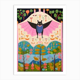 Maximalist Animal Painting Bat Art Print