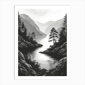 Black And White Landscape Painting Art Print